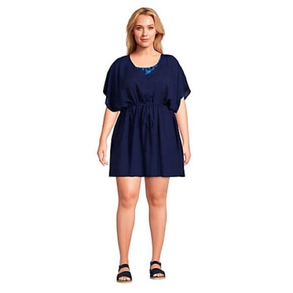 Land’s End Plus Standard Sizes swim coverup Lightweight Model Navy Blue Various - Picture 4 of 7